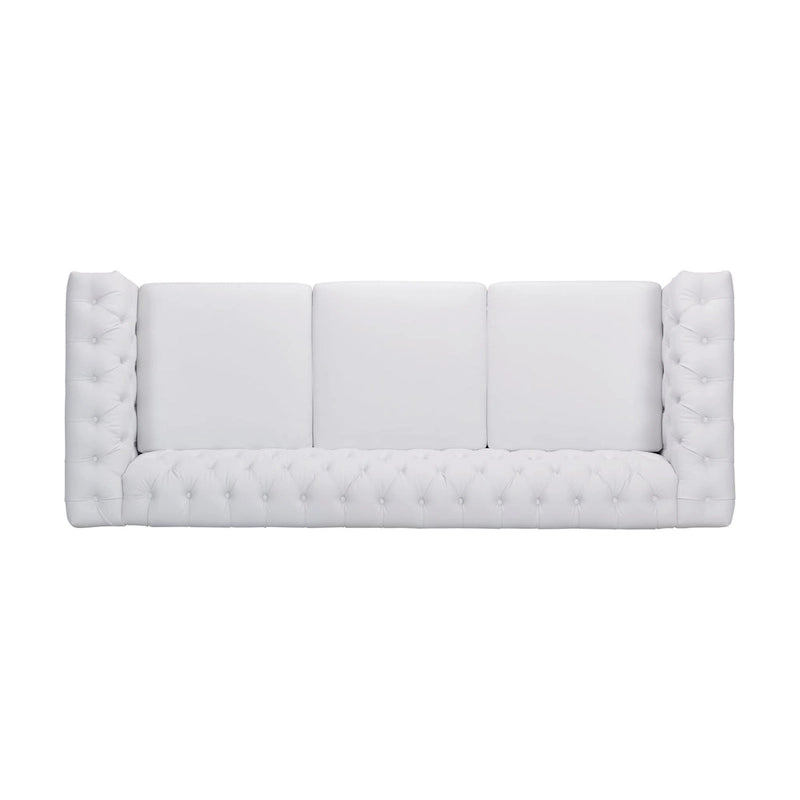 Canapé 3 places blanc 83 Chesterfield capitonné avec clous décoratifs et pieds