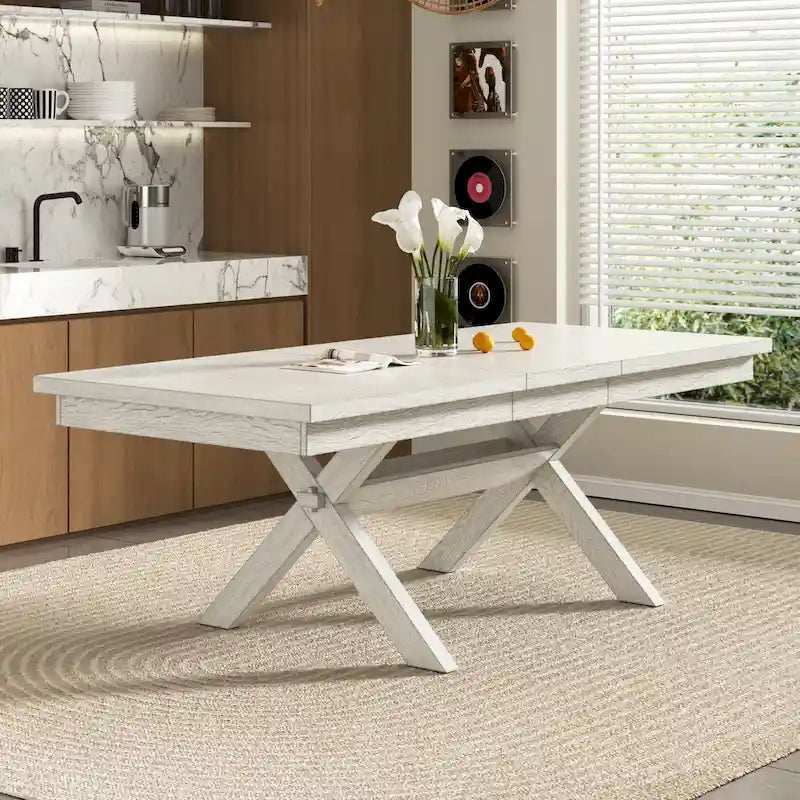 Table à manger extensible rectangulaire en bois massif
