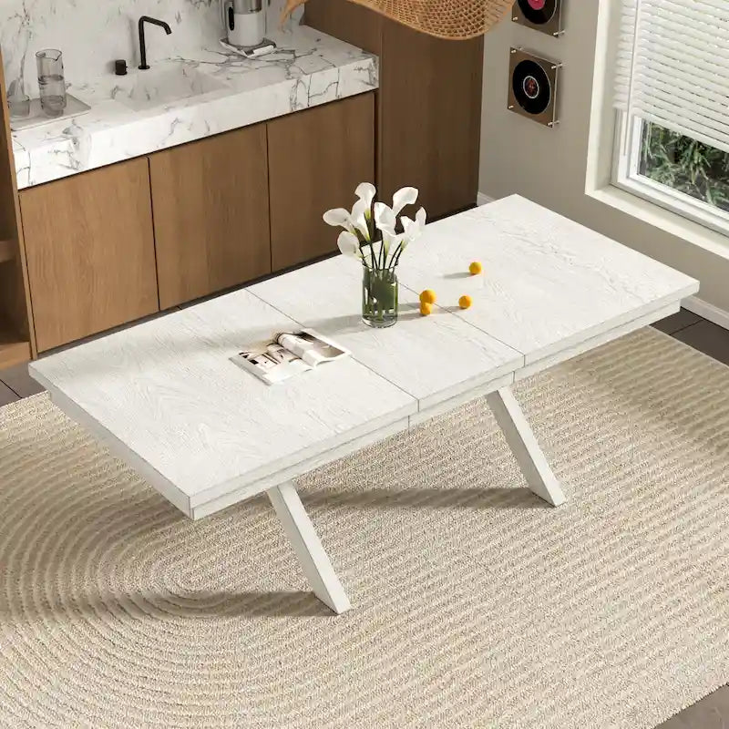 Table à manger extensible rectangulaire en bois massif