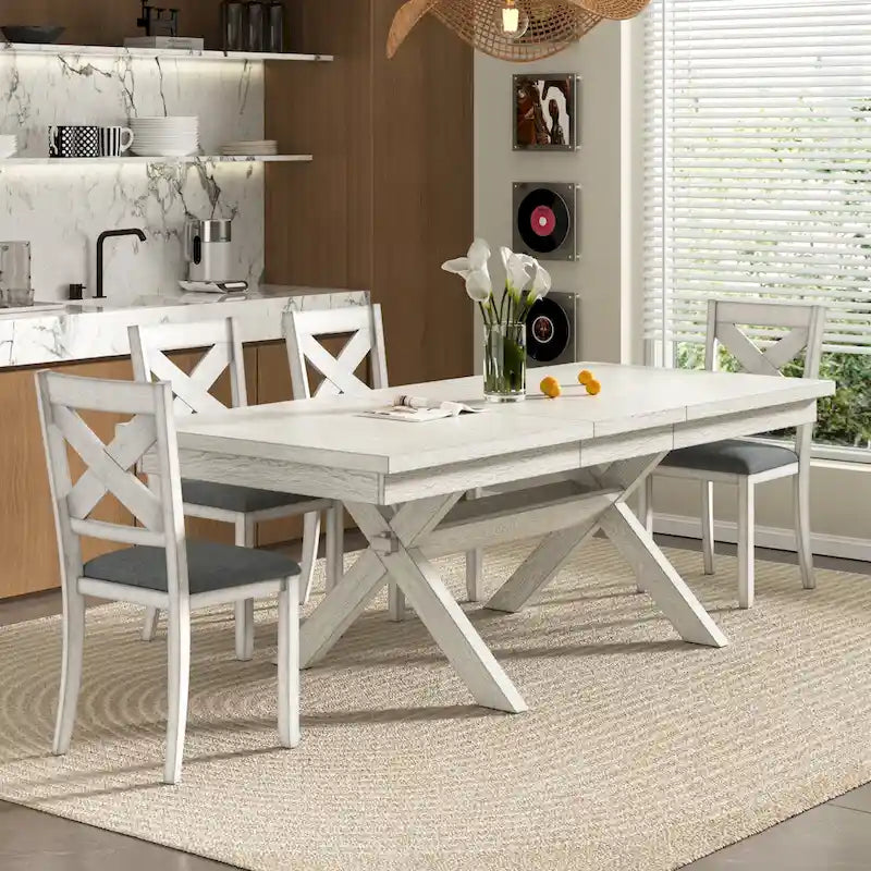 Table à manger extensible rectangulaire en bois massif