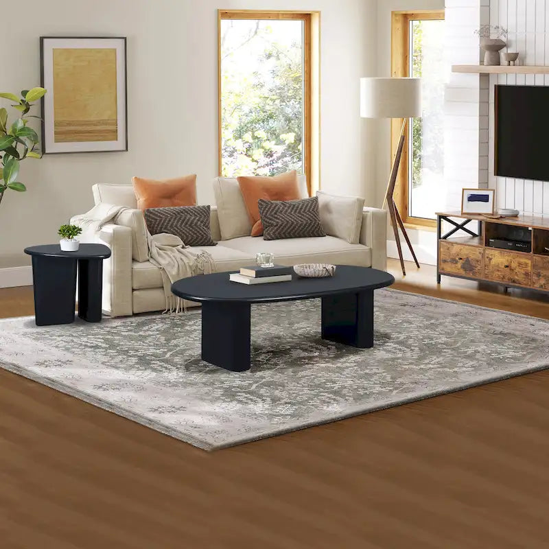 Table basse ovale de style moderne