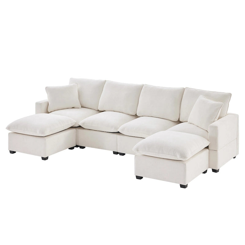 Canapé d'angle profond 6 places en chenille