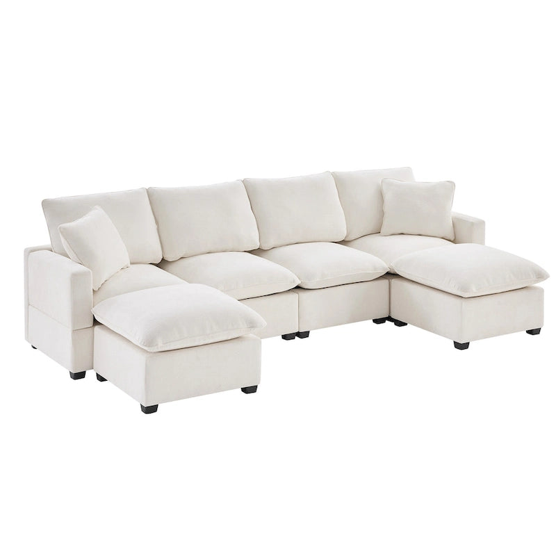Canapé d'angle profond 6 places en chenille