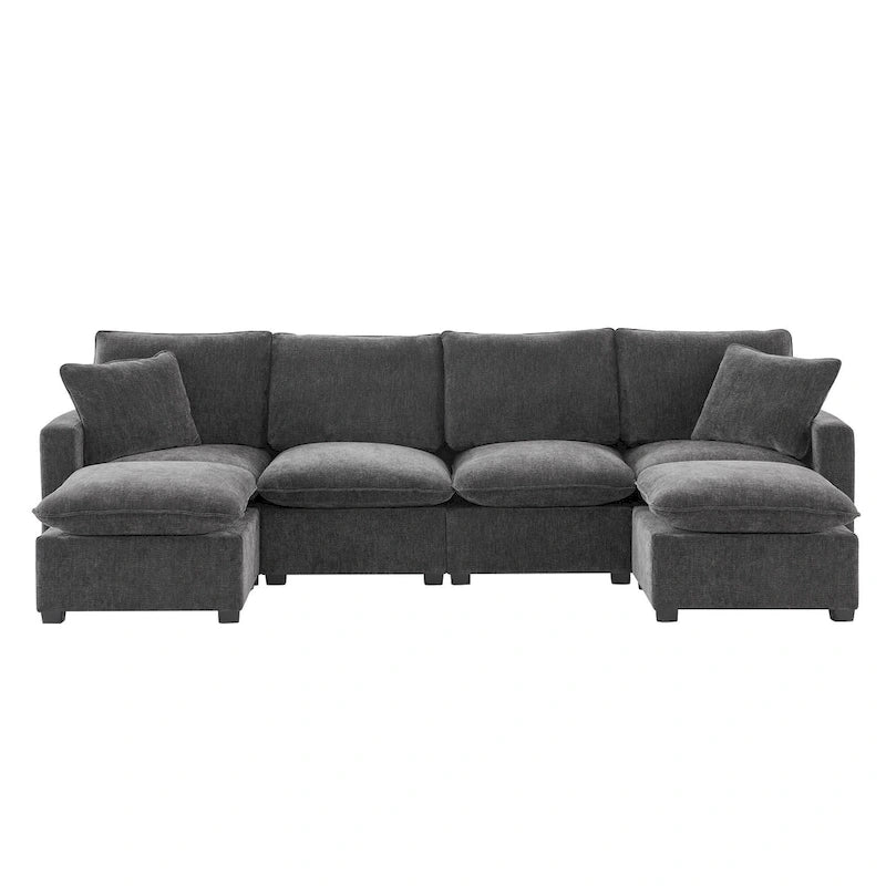 Canapé d'angle profond 6 places en chenille