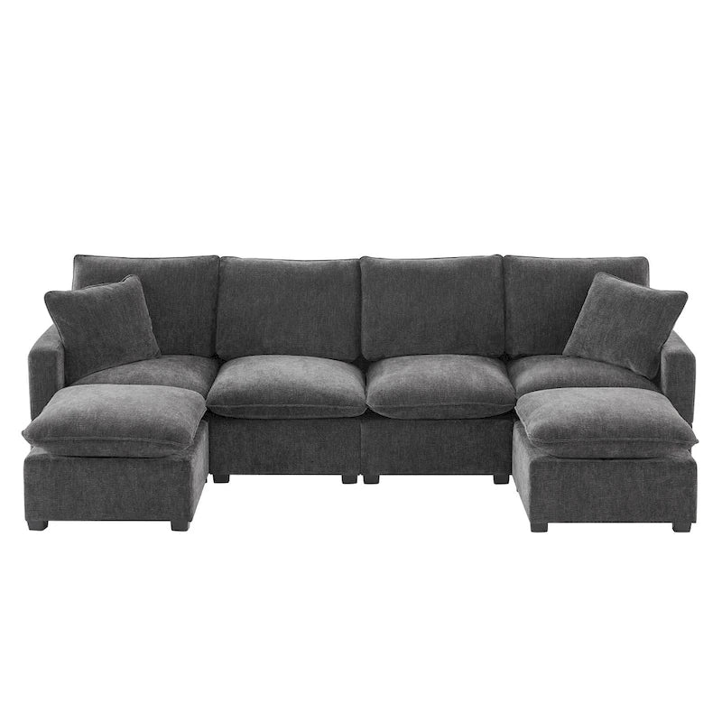 Canapé d'angle profond 6 places en chenille