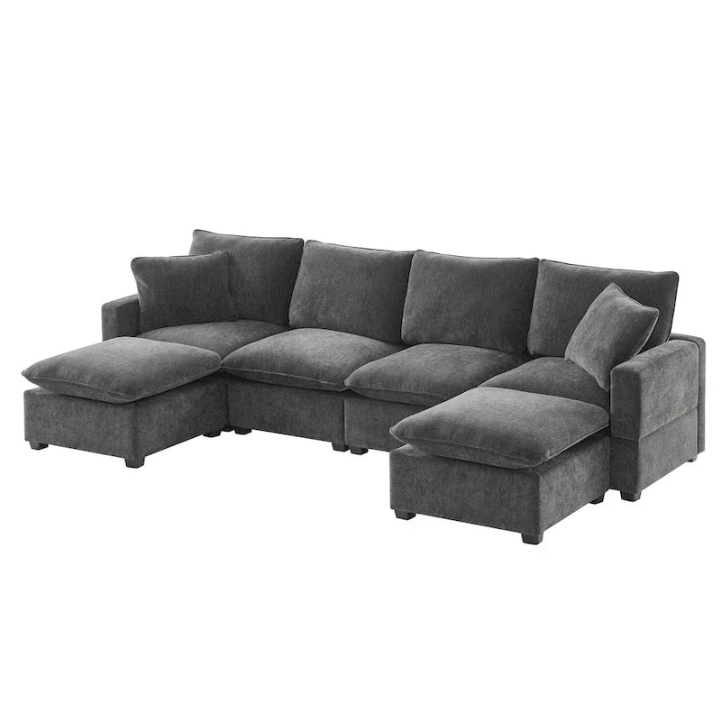 Canapé d'angle profond 6 places en chenille