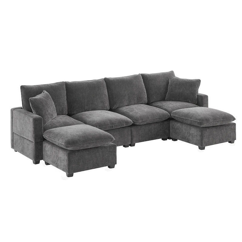 Canapé d'angle profond 6 places en chenille