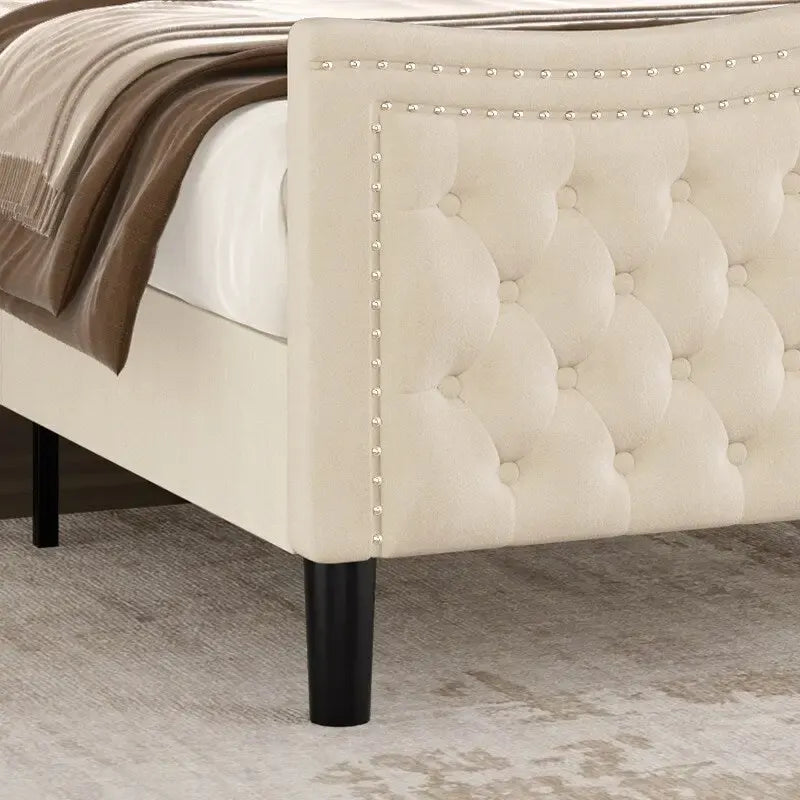 Lit plateforme en velours de style moderne