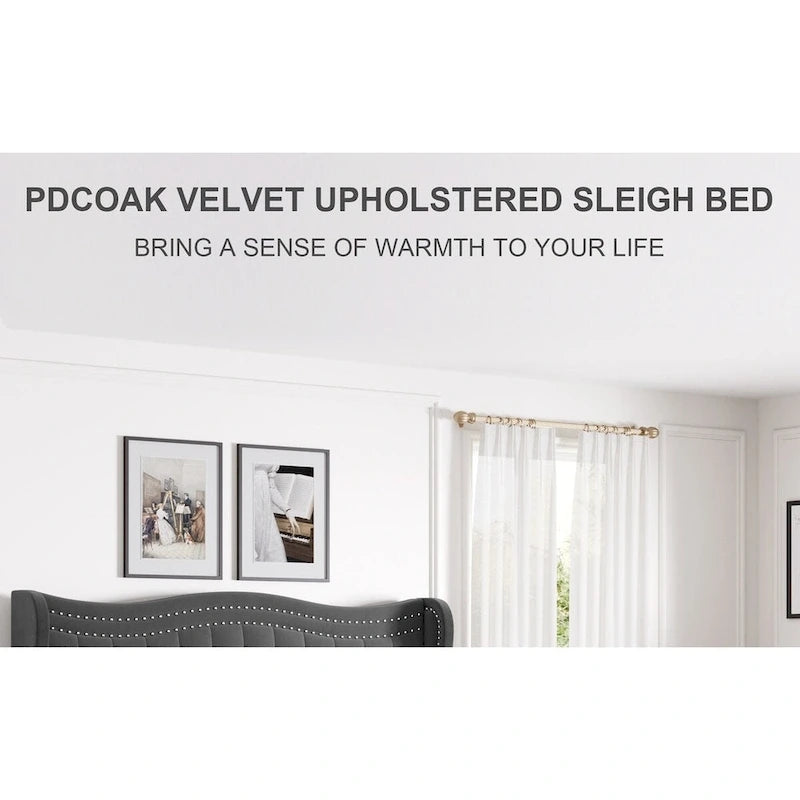 Lit plateforme en velours de style moderne