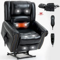 Fauteuil inclinable électrique en cuir véritable marron, réglable en hauteur