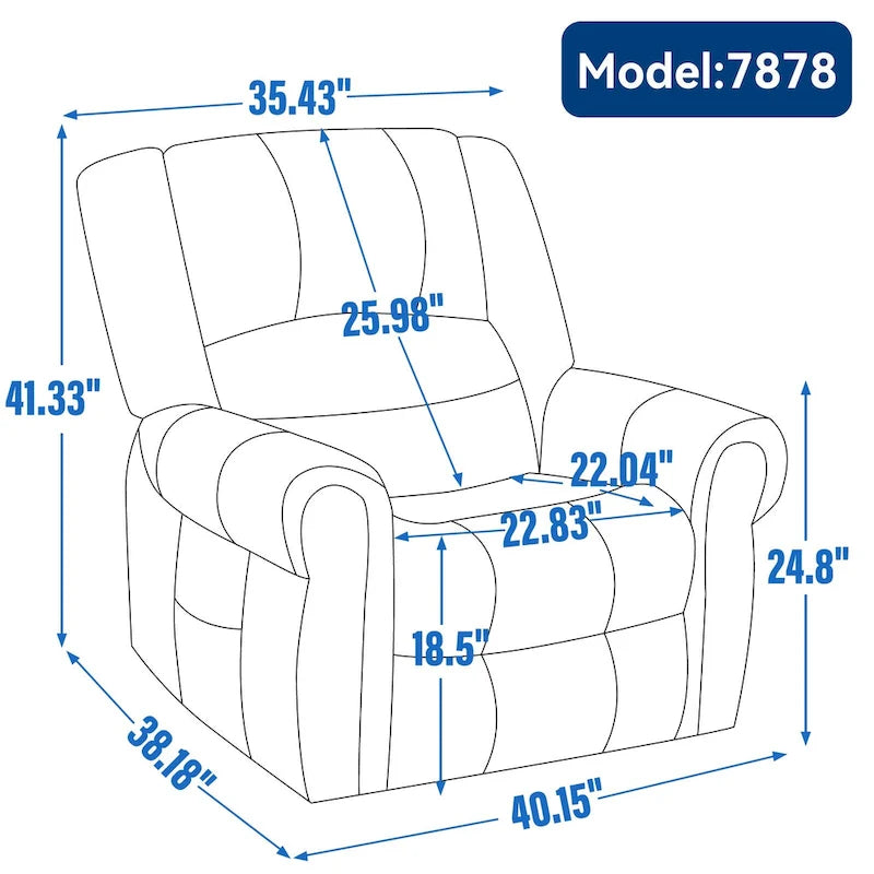 Fauteuil inclinable électrique en cuir véritable marron, réglable en hauteur