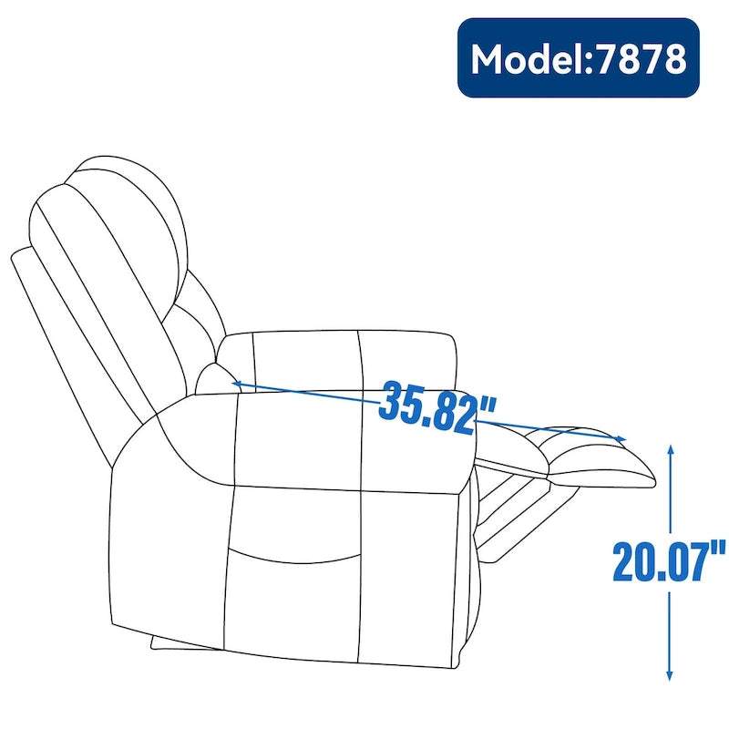 Fauteuil inclinable électrique en cuir véritable marron, réglable en hauteur