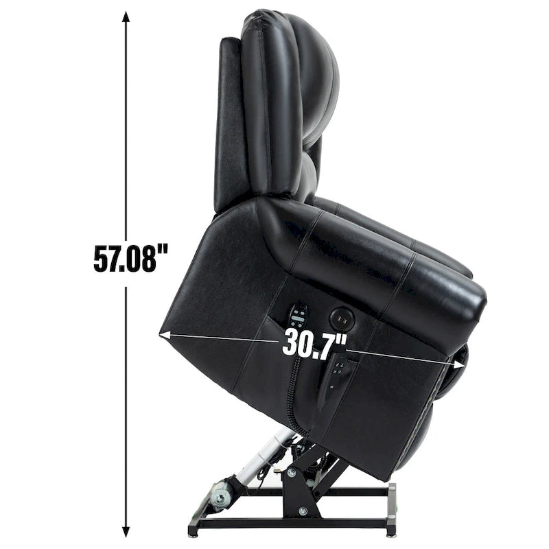 Fauteuil inclinable électrique en cuir véritable marron, réglable en hauteur