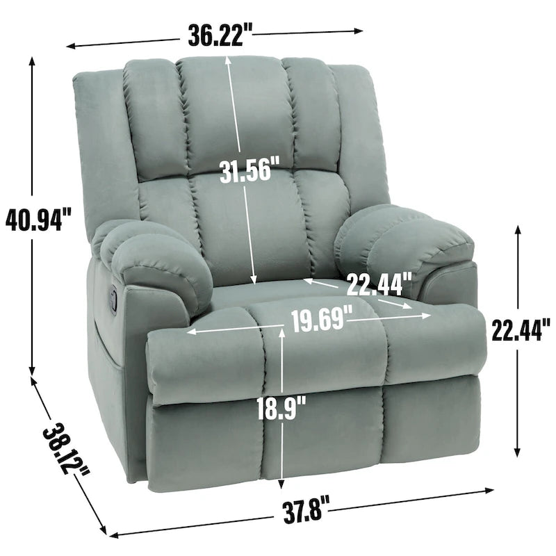 Fauteuil inclinable en tissu vert extra large