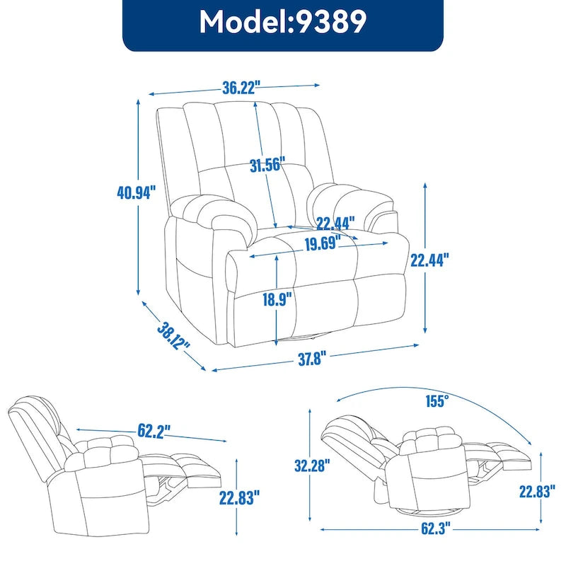 Fauteuil inclinable en tissu vert extra large