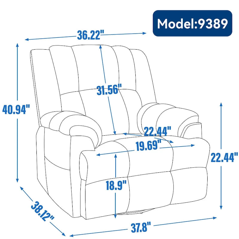 Fauteuil inclinable en tissu vert extra large