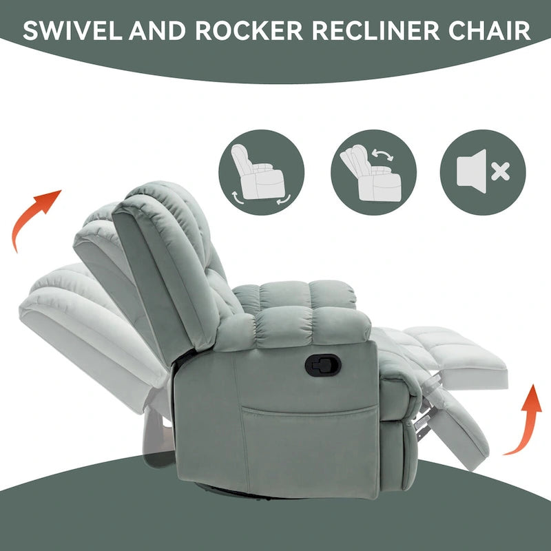 Fauteuil inclinable en tissu vert extra large
