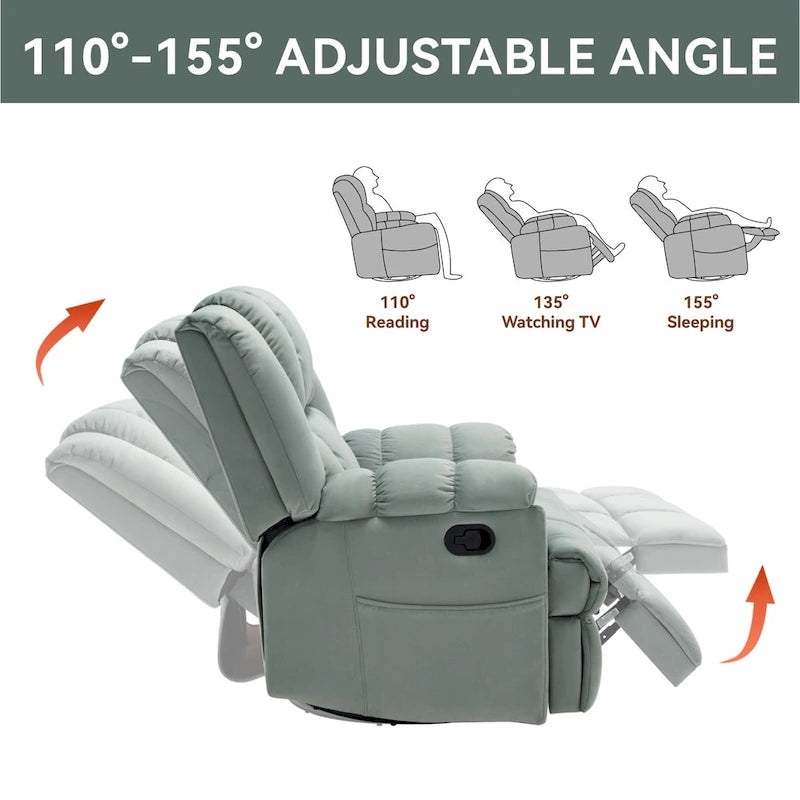 Fauteuil inclinable en tissu vert extra large