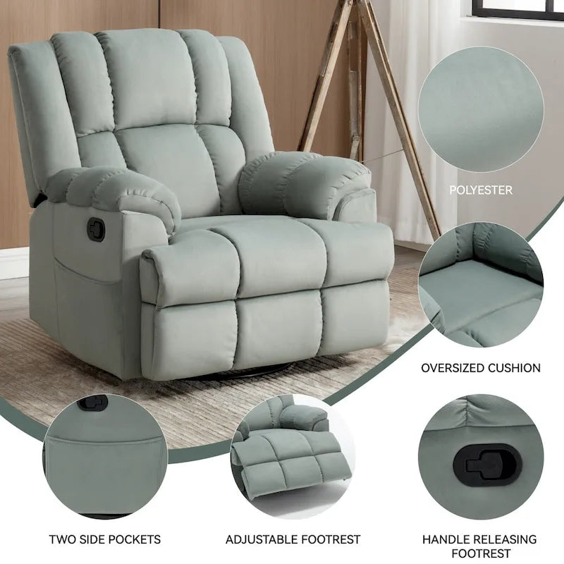Fauteuil inclinable en tissu vert extra large