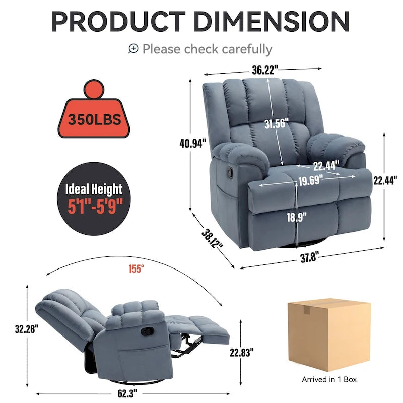 Fauteuil inclinable en tissu vert extra large