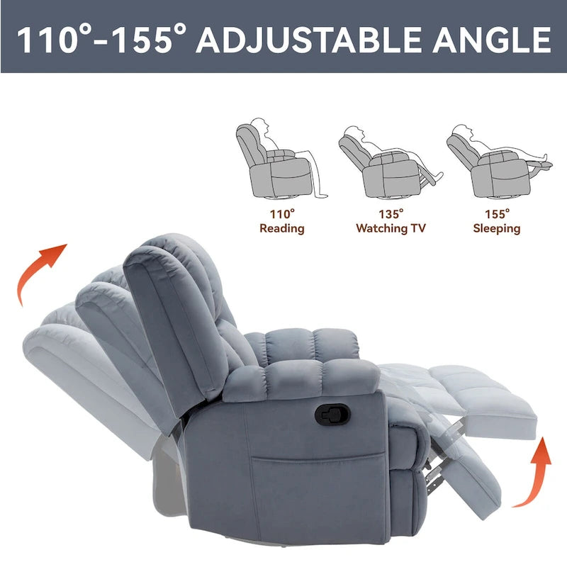 Fauteuil inclinable en tissu vert extra large