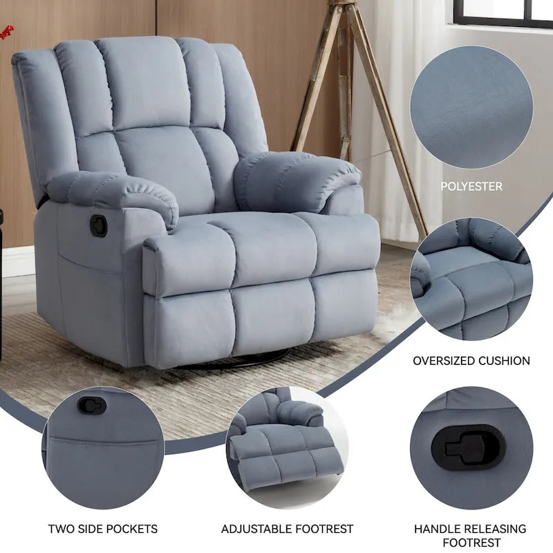 Fauteuil inclinable en tissu vert extra large