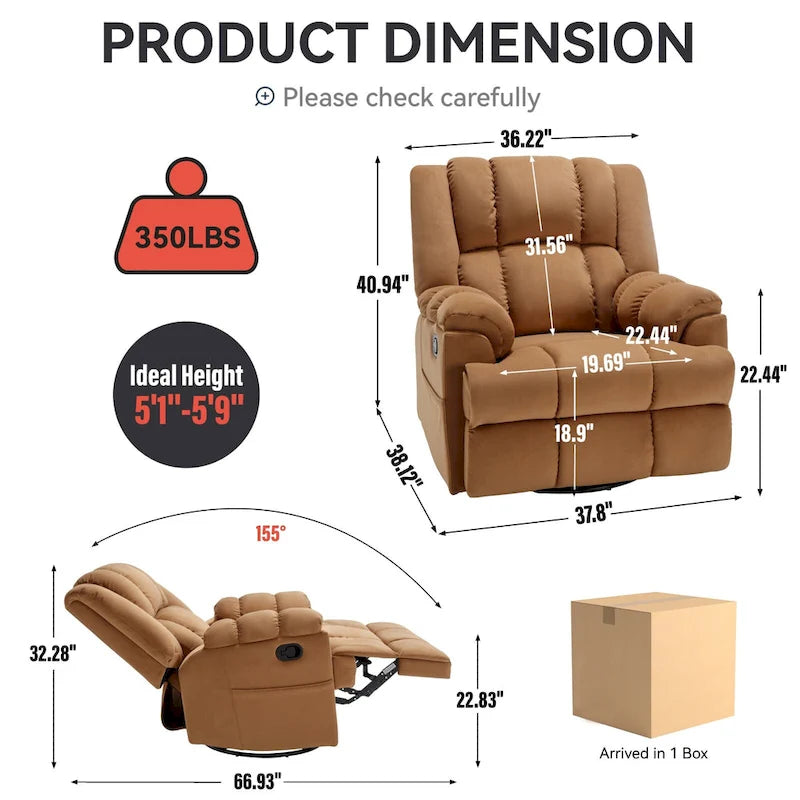 Fauteuil inclinable en tissu vert extra large