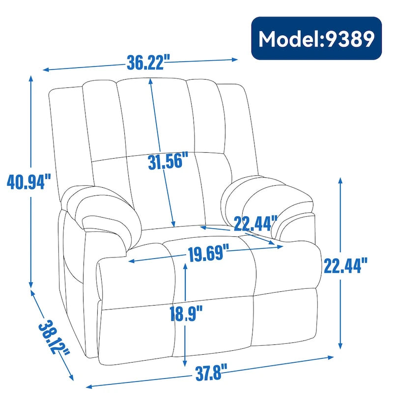 Fauteuil inclinable en tissu vert extra large