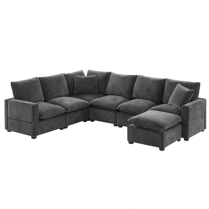 Canapé d'angle en chenille noire
