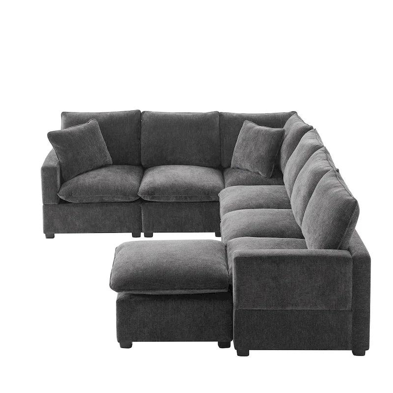Canapé d'angle en chenille noire