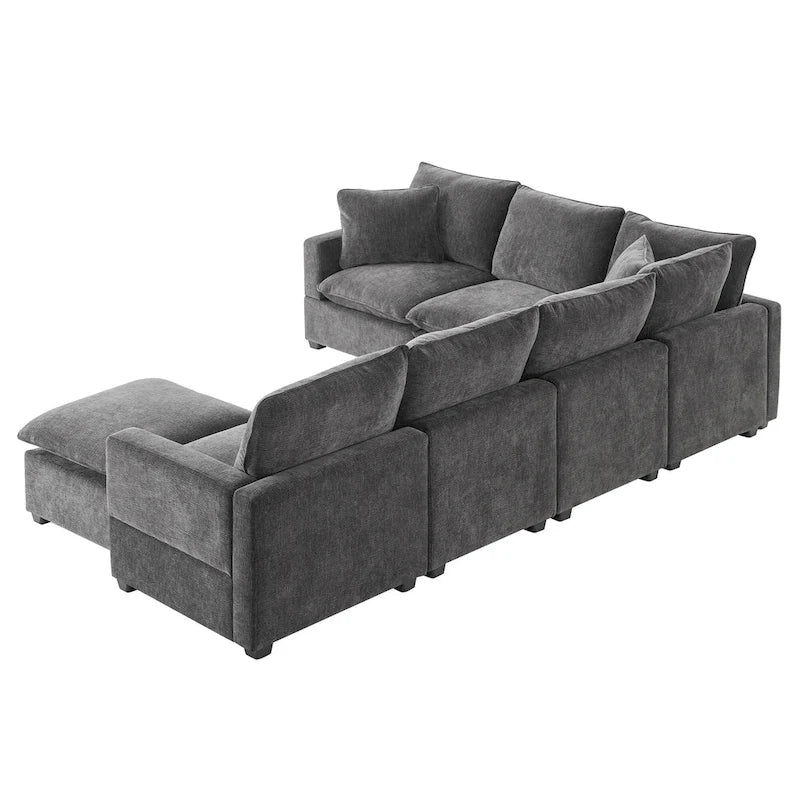 Canapé d'angle en chenille noire