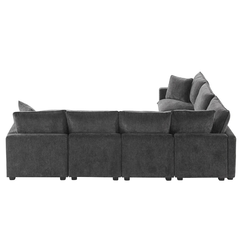 Canapé d'angle en chenille noire