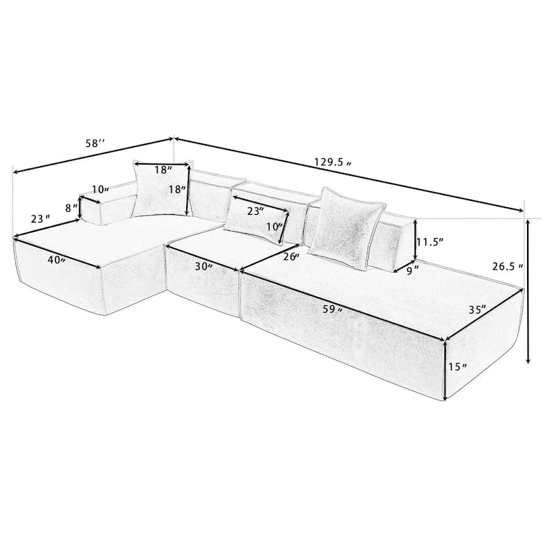 Canapé modulable d'angle minimaliste