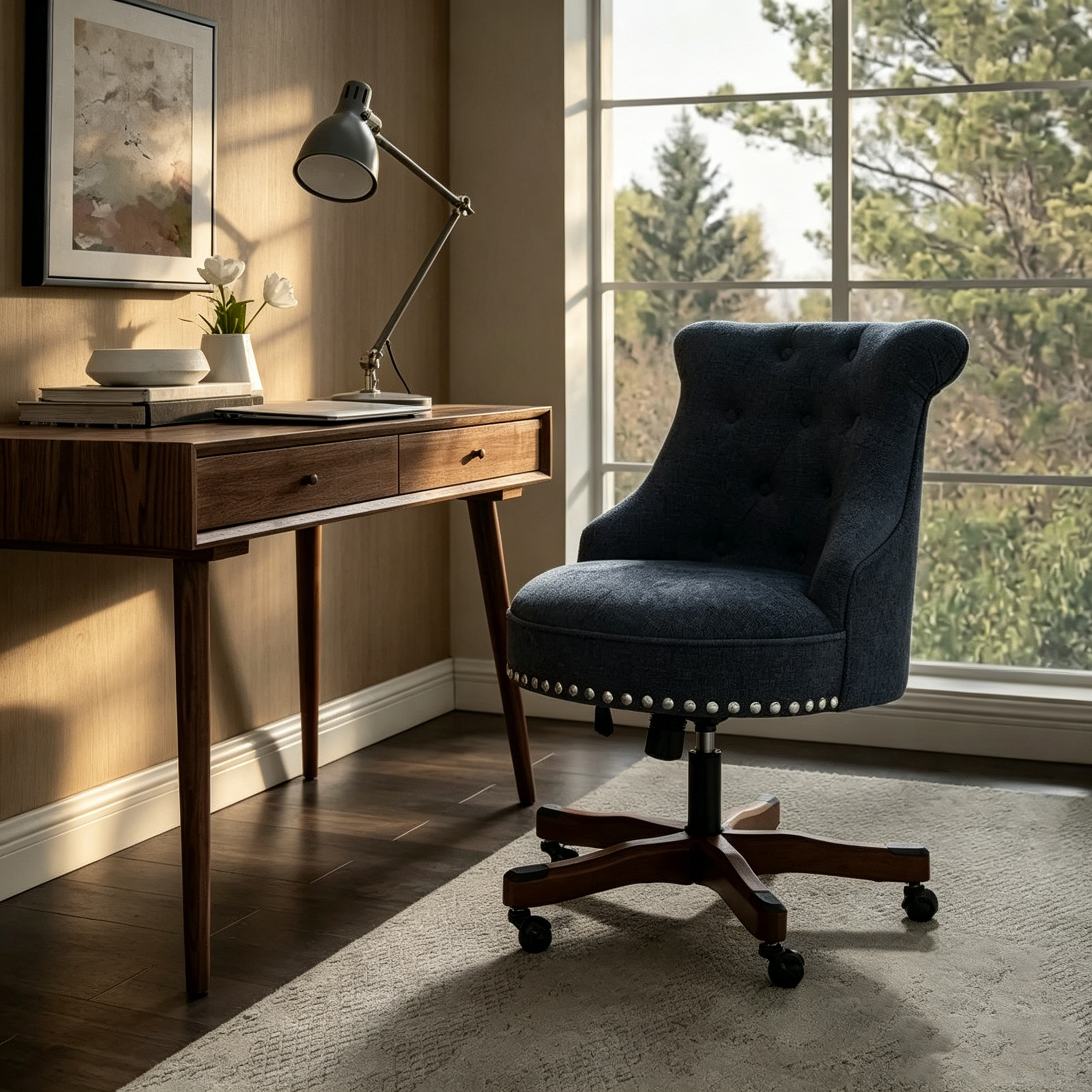 Chaise de bureau pivotante capitonnée