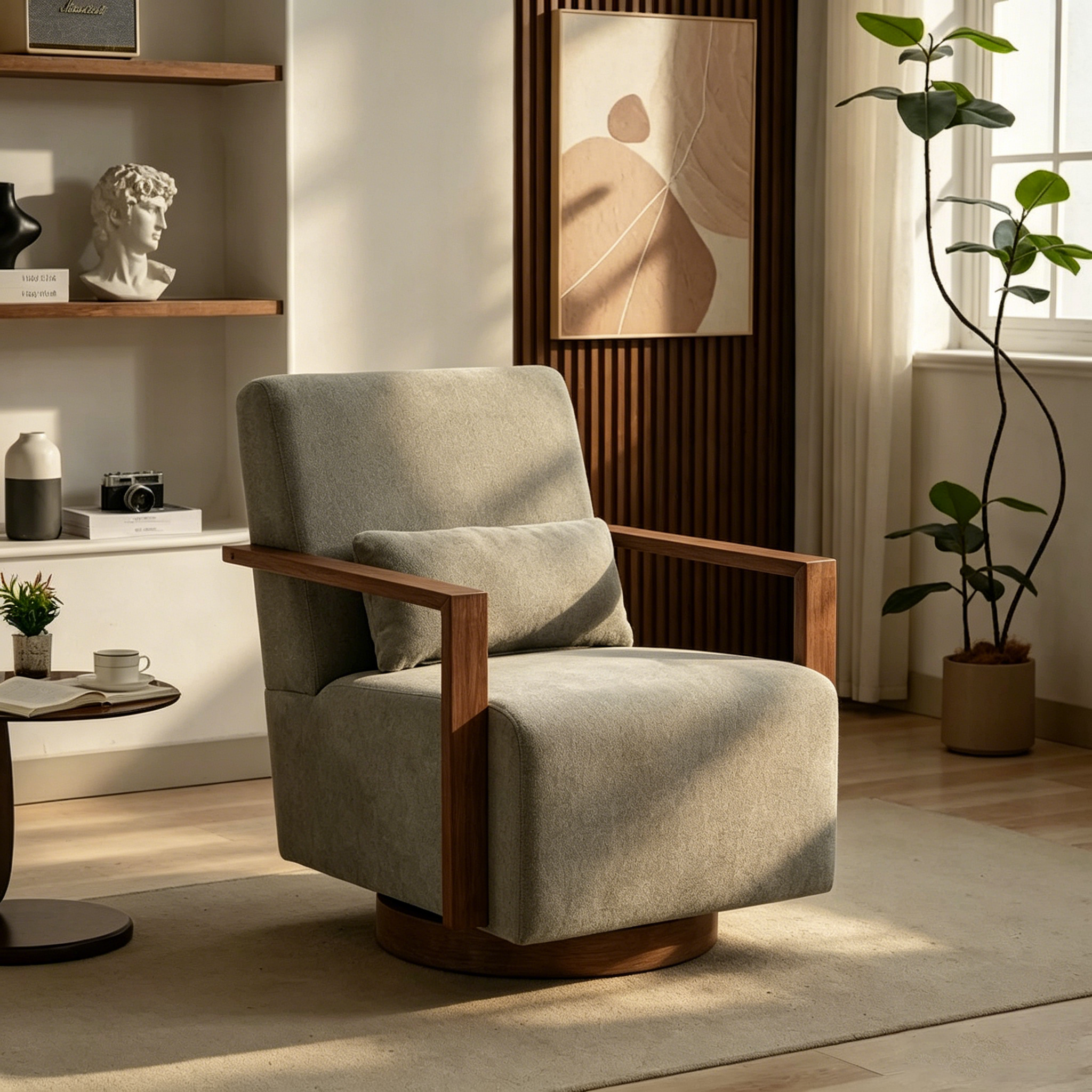 Fauteuil de relaxation pivotant et rembourré