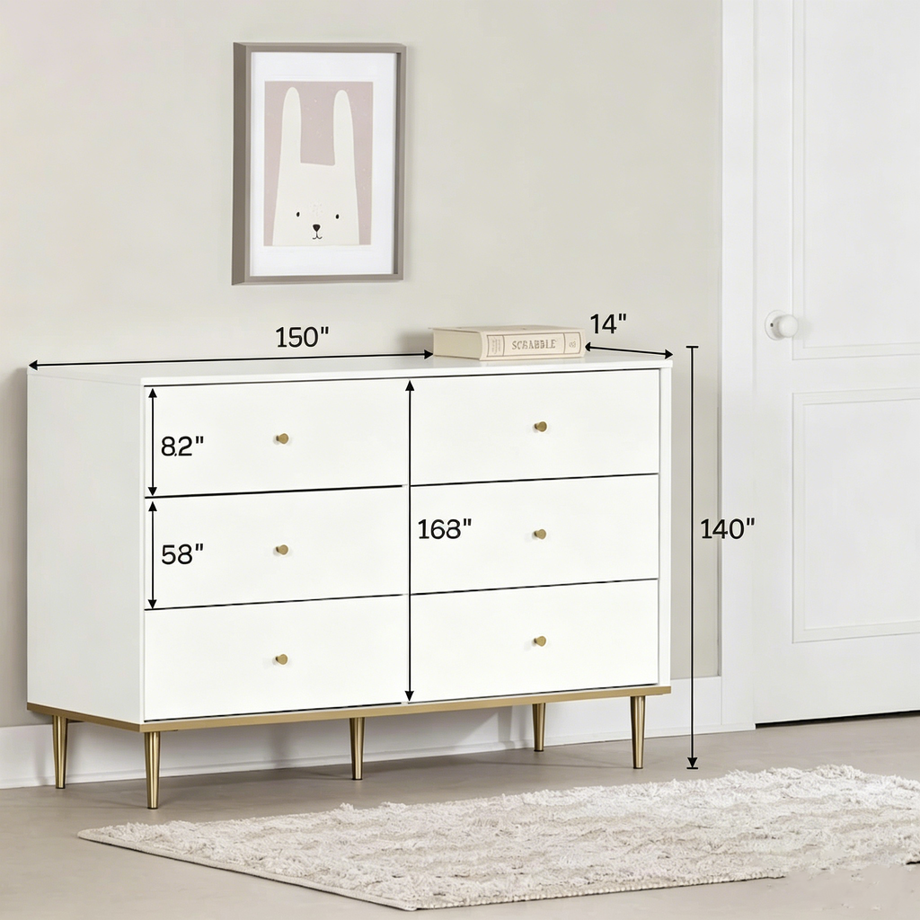 Commode double à six tiroirs