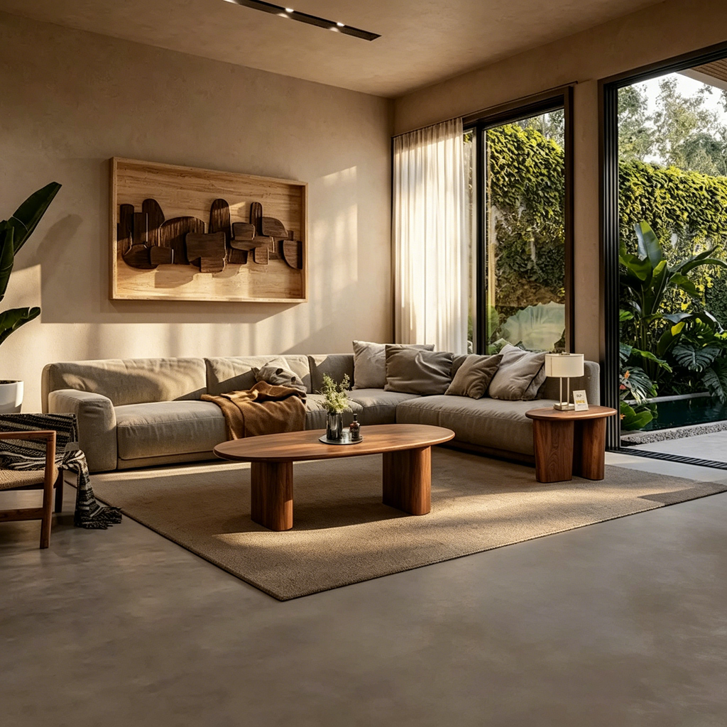Table basse ovale de style moderne