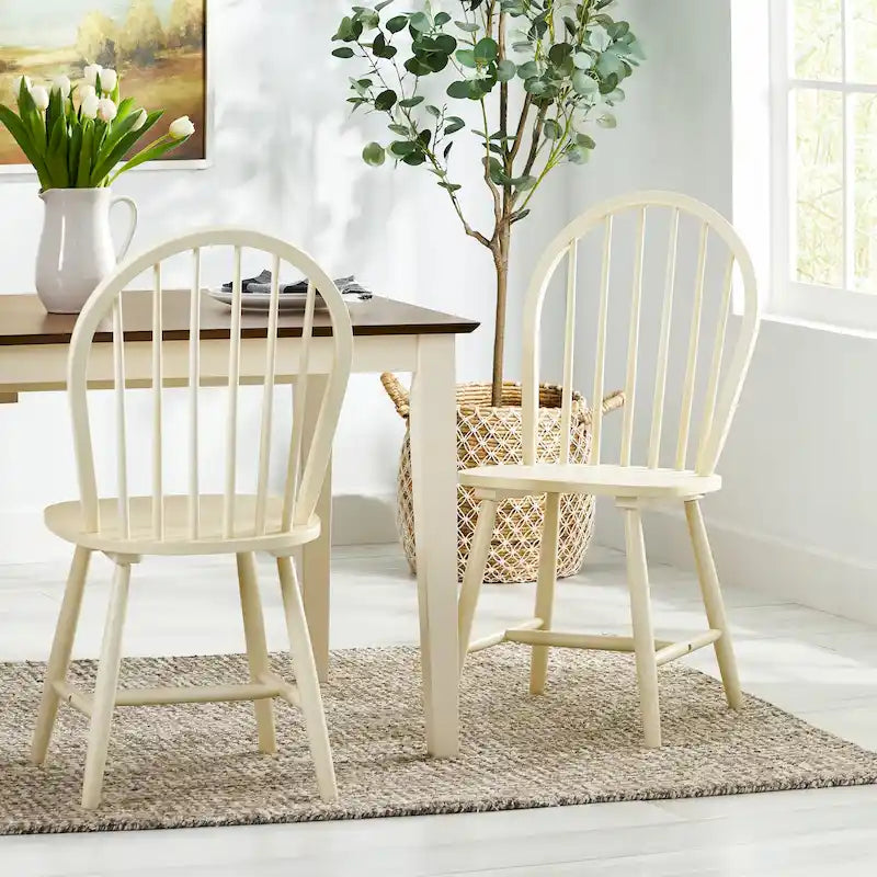 Chaise de salle à manger à dossier haut à barreaux style fermette