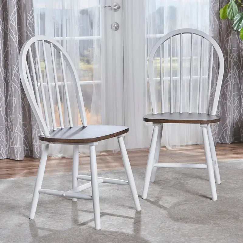 Chaise de salle à manger à dossier haut à barreaux style fermette