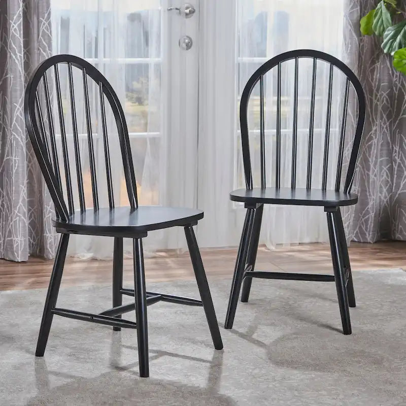 Chaise de salle à manger à dossier haut à barreaux style fermette
