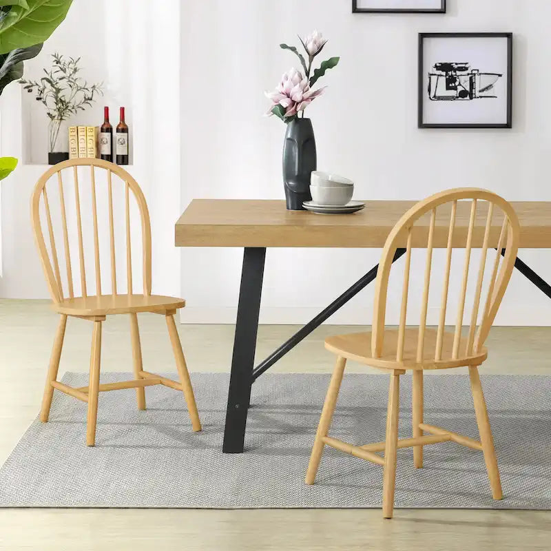 Chaise de salle à manger à dossier haut à barreaux style fermette