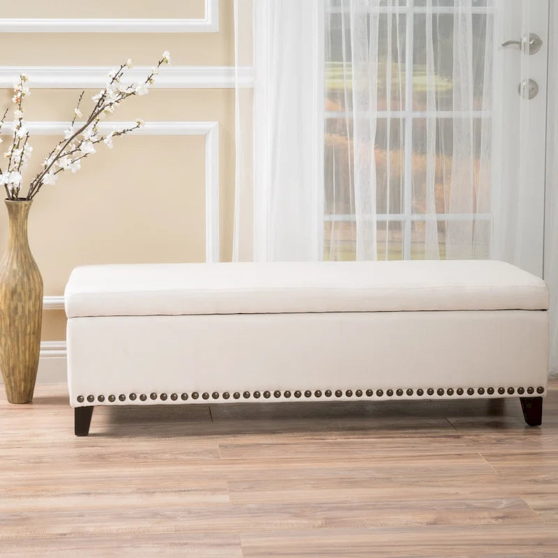 Banc de rangement en tissu
