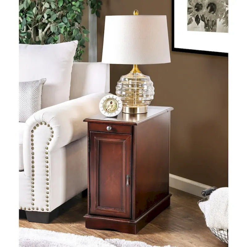 Table d'appoint de rangement multifonctionnelle en bois de style transitionnel