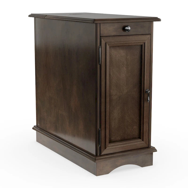 Table d'appoint de rangement multifonctionnelle en bois de style transitionnel