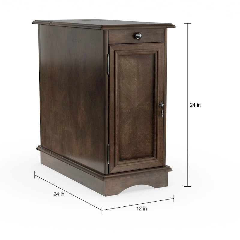 Table d'appoint de rangement multifonctionnelle en bois de style transitionnel