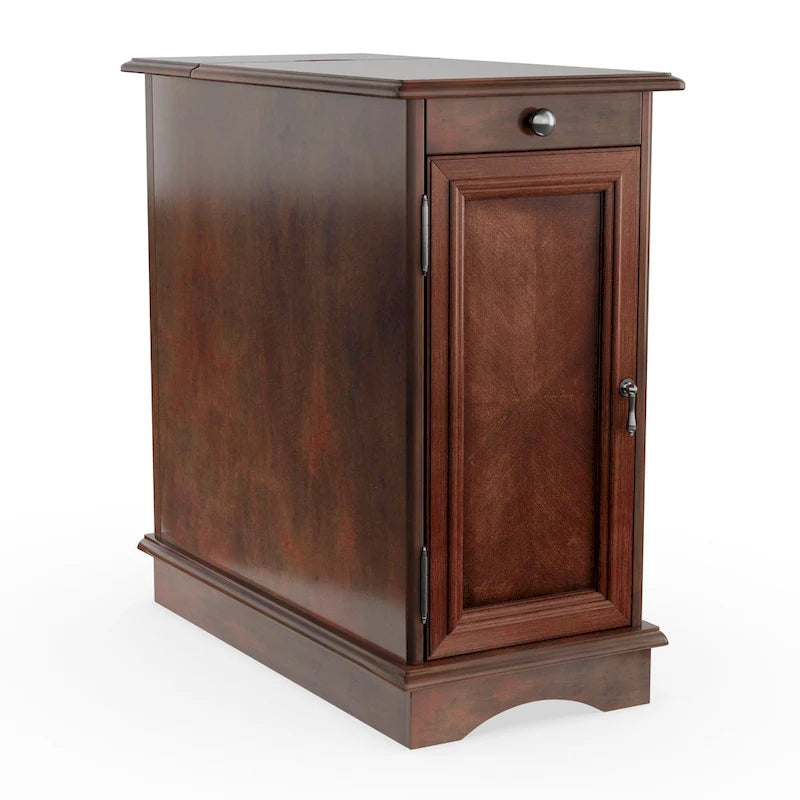 Table d'appoint de rangement multifonctionnelle en bois de style transitionnel