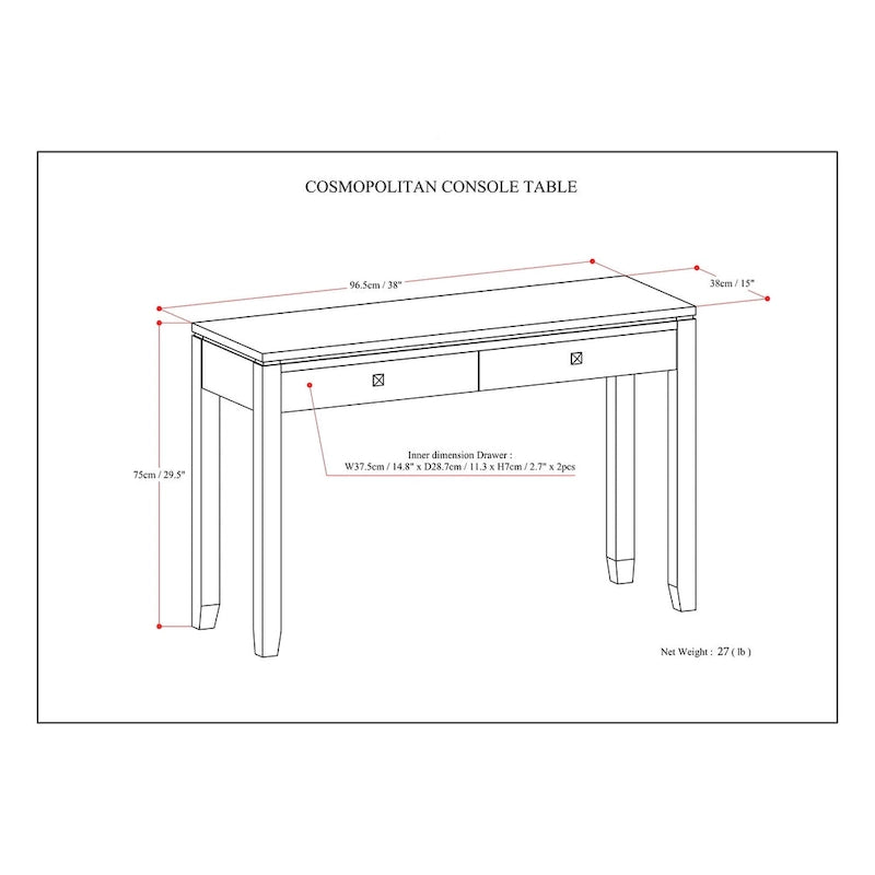 Table console de canapé en bois massif de style moderne