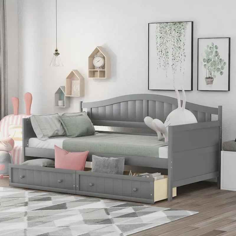 Lit de repos en bois pour deux personnes