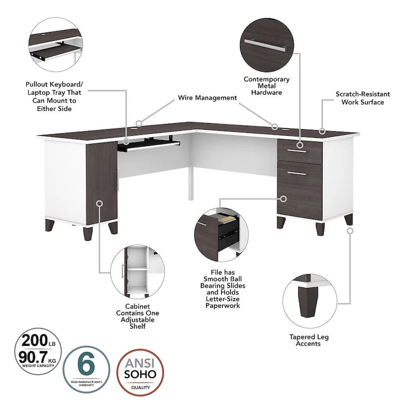 Bureau en L — Gris