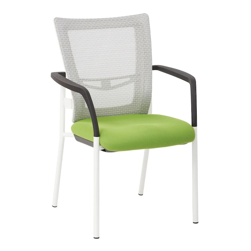 Chaise visiteur en tissu avec dossier en maille